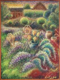Liliya CHEREDNICHENKO - 4.27.Preshaw.Jardin lavandé. Acrilique.  80x60cmJuillet 2013.jpg