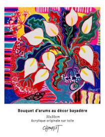 Céline CHOURLET - Bouquet d arums au décor bayadère 30 x 30 .jpg