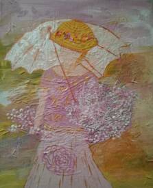 Claudie Savelli - Claudio - Jeune fille au bouquet de saladelle