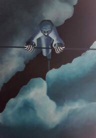 Michel COLOMBIN - Voyage au bout de la nuit. Huile sur toile. 80 X 100
