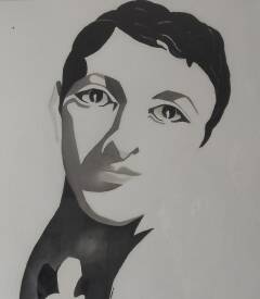 Michel COLOMBIN - Portrait. Encre de Chine. 50 X 50