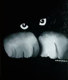 Michel COLOMBIN - Le chat. Huile sur toile 40 X 60