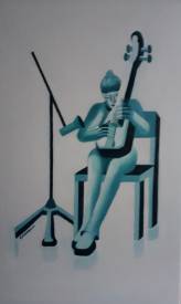 Michel COLOMBIN - Musicienne coréenne. Huile sur toile. 40 X 60