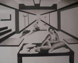 Michel COLOMBIN - Héléne avant d'être enleve par Parîs. Encre de Chine. 90 X 110.jpg