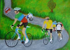 Michel COMBE - Cyclistes en plein effort.JPG