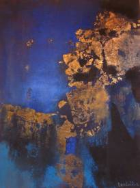 Valérie de LAUBRIERE - En dessous des mers 50x65cm pigment,cuivre sur toile 2016 vendu
