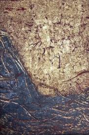 Valérie de LAUBRIERE - sans titre 65X75cm  vernis, pigment, cuivre sur bois gravé 2020 vendu