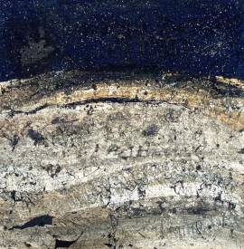 Valérie de LAUBRIERE - Lunaire 40x03x40cm acrylique, pigment,argent sur toile 2022 vendu