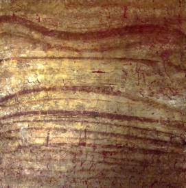 Valérie de LAUBRIERE - Couchant 100X100 cm vernis,pigment,cuivre oxydé sur bois gravé 2016  vendu