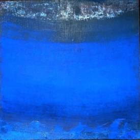 Valérie de LAUBRIERE - Blues 80x80cm acrylique,pigment,argent sur toile 2022