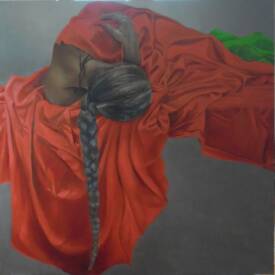 Christian DELOFFRE - " Le tissu vert " - H/T - 80 x 80 cm -2026 - Disponible - 1500 €