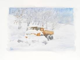 Isabelle DESSE - Aquarelle 30 x 45 - Camion jaune - 300 €