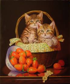 Patrick DEVAUD - les deux chatons aux fraises
