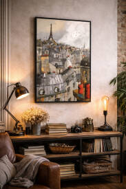 Jean Pierre DOUCHEZ - En équilibre sur le zinc - 81 cm x 60 cm