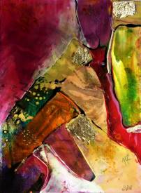B. DUMONT RENARD - juste des signes - acrylique,résine, feuille d'or sur toile.JPG
