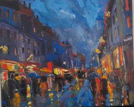 Alain DUPERAY - Boulevard sous la pluie huile 73X60.jpg