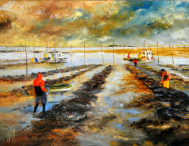 Dominique DUPIN - 25312  L'ostréiculture sur le Bassin  116x89  50F.JPG