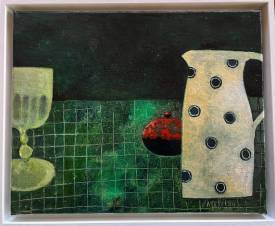 Roxane DURAFFOURG - Nature morte au pot à pois, huile sur toile, 33x41cm by Roxane Duraffourg