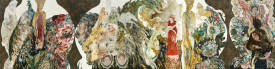 Florence DUSSUYER - Florence DUSSUYER,  Les gardiennes,  technique mixte sur toile, polyptyque 780 x 195 cm,  2022, photographie @ Cyrille Cauvet