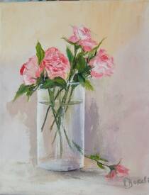 Evelyne Sampério - EBorel - Roses dans le verre