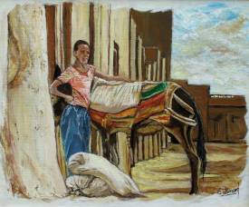 Claude EVRARD - L'homme et sa mule (Sud du Maroc)