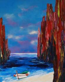 Jean Charles FABIANI - ECHOUAGE au CREPUSCULE - Huile sur toile - 65x81 - vendu.