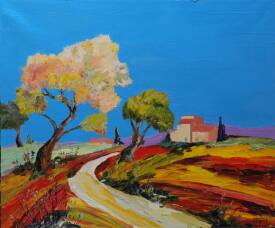Jean Charles FABIANI - SECRETE BASTIDE -Huile sur toile-65x54- Vendu.