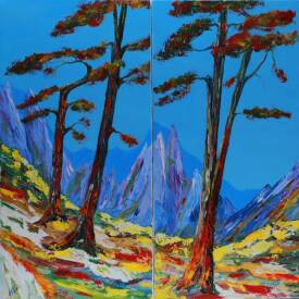 Jean Charles FABIANI - Au  DESSUS du MONDE - Huile sur toile - 80x40x2 - 2100€ - vendu.