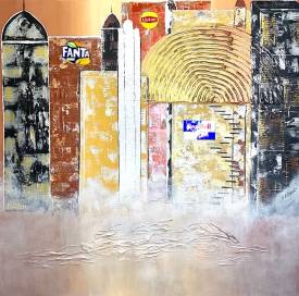 Florence FERAUD-AIGLIN - Tableau paysage urbain abstrait Recyclade 1