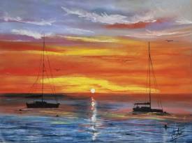 Patrick FISCHER - Vendu - Levé de soleil sur Collioure