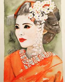 Christine GAUTHERON - CHRISTY - Geisha Girl with Daisies