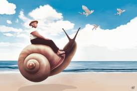 Kiká Gómez Ilian - Old lady on snail (earth)