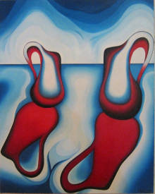 Bernard GOUTIERS - Dialogue einsteinien de deux pots à eau sur une table  2010                     93 x 65 cm.jpg