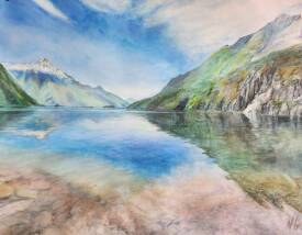 Natalia GRIGORIEVA - Série d'aquarelles " Souvenirs d'Italie " – " Lac Majeur (Lago Maggiore) "