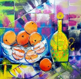 Myriam GUENAÏZIA - LES ORANGES ET LA CARAFE JAUNE  50X50