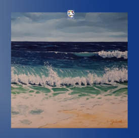 Sylvie GUEVEL - Vagues sur le sable chaud - Sylvie Guével artiste peintre breton - peinture à l'huile- mer turquoise - wave - seascape - peintre de bretagne .jpg