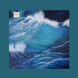 Sylvie GUEVEL - vague turquoise- mer - océan - nuit -wave in the night -  sylvie guével - galerie guevel.jpg
