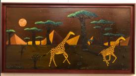 Frank GUILLARD - Girafes et lune rousse ( Girafogalo 2 )