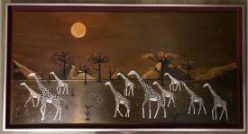 Frank GUILLARD - Girafes sous lune rousse ( L' exode de 2100 ) .