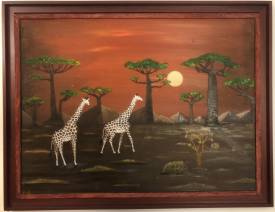 Frank GUILLARD - Girafes sous lune rousse