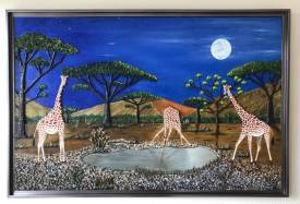 Frank GUILLARD - Girafes au clair de lune 3 ( Le baiser de " l'eau de là " ... )