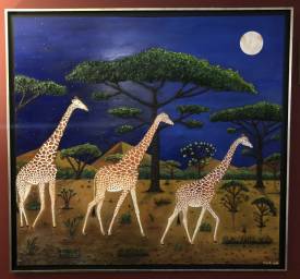 Frank GUILLARD - Girafes au clair de lune 4 ( La marche des Grandes Élégantes )