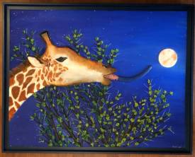Frank GUILLARD - Girafe au clair de lune 11 ( Décrocher la lune ) .