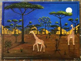 Frank GUILLARD - Girafes au clair de lune 8 ( Couple ) ...