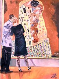 Georges MICHEL dit GYM - Un couple admire le baiser de Klimt