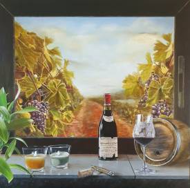 Josseline HAYE-BEVIN - De la Vigne au Vin Huile sur toile de lin 80x80.jpg VENDU