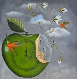 Martine HENOCH - LE VOLEUR DE TEMPS - Huile sur toile - 80x80.jpg