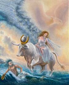 Carmen JUAREZ MEDINA - Enlèvement d'Europe-Dyptique partie 1 - Huile sur toile -73x60 cm - Pas disponible à la vente.jpeg