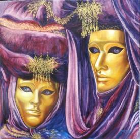 Carmen JUAREZ MEDINA - Masques d'Or - Huile sur toile 60 x 60 .JPG