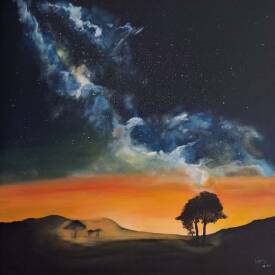 Serge Keyeux - KEY.S - VOIE LACTEE 100x100 acrylique sur toile 3D année 2024.jpg